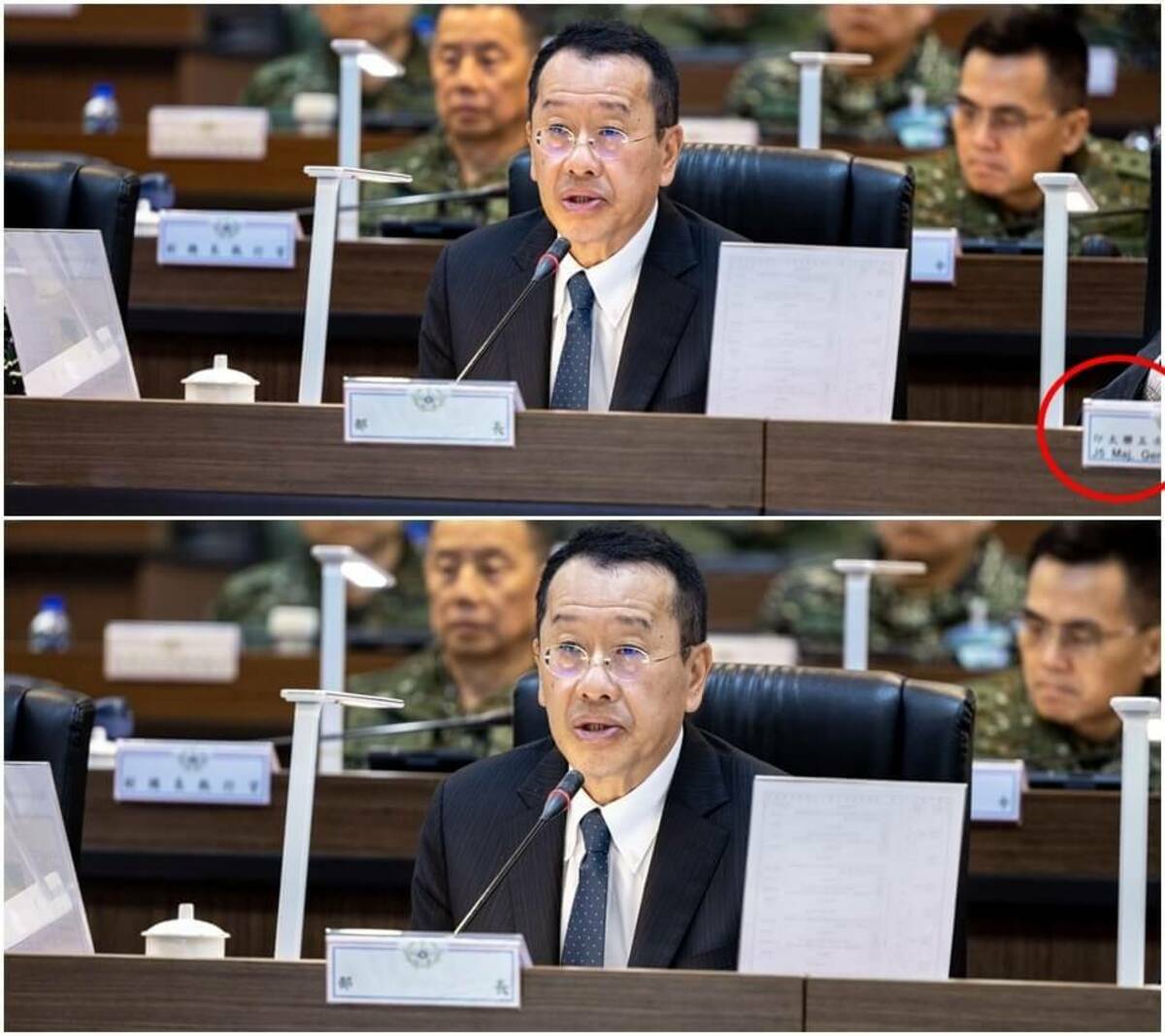 軍聞社發布漢光演習高階幹部圖上兵推照片，疑似出現美軍印太司令部聯五次長的名牌（上圖紅圈處）。目前網站疑已裁掉名牌（下圖）。 圖:取自軍聞社網頁mna.mnd.gov.tw