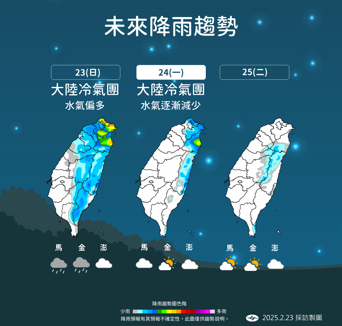 未來降雨趨勢。 圖：中央氣象署/提供