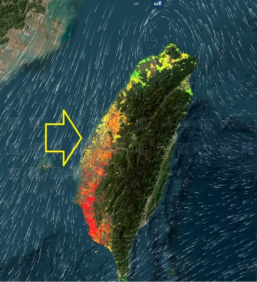 前中央氣象局長鄭明典說，上風處空氣品質轉好中，預測上，未來一周空氣品質普遍不會太差，但是中南部還是很難看到全面的綠色訊號。 圖：翻攝自鄭明典臉書