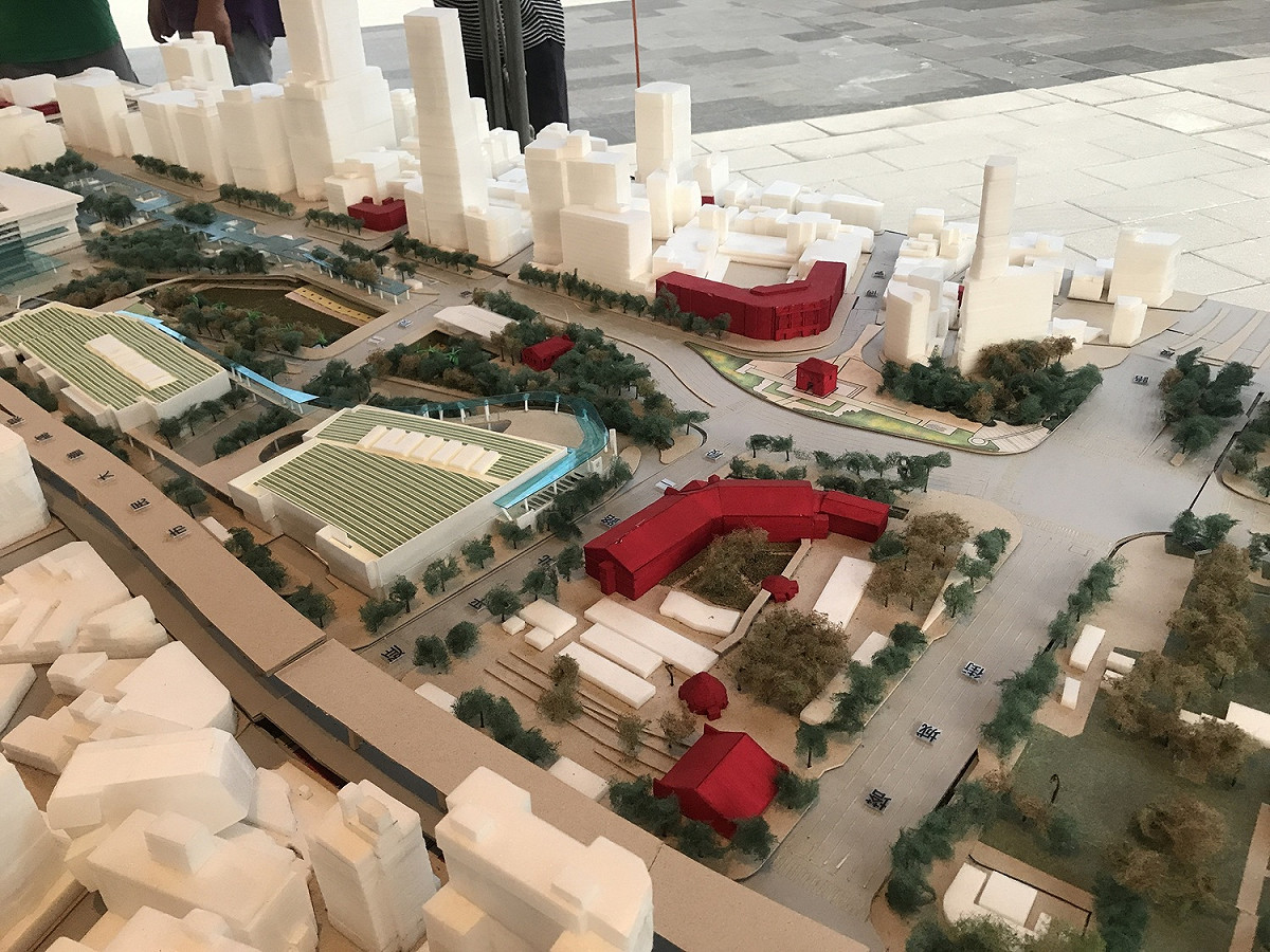 台北市西區門戶規劃的大綠地模型。 圖 : 台北市政府/提供