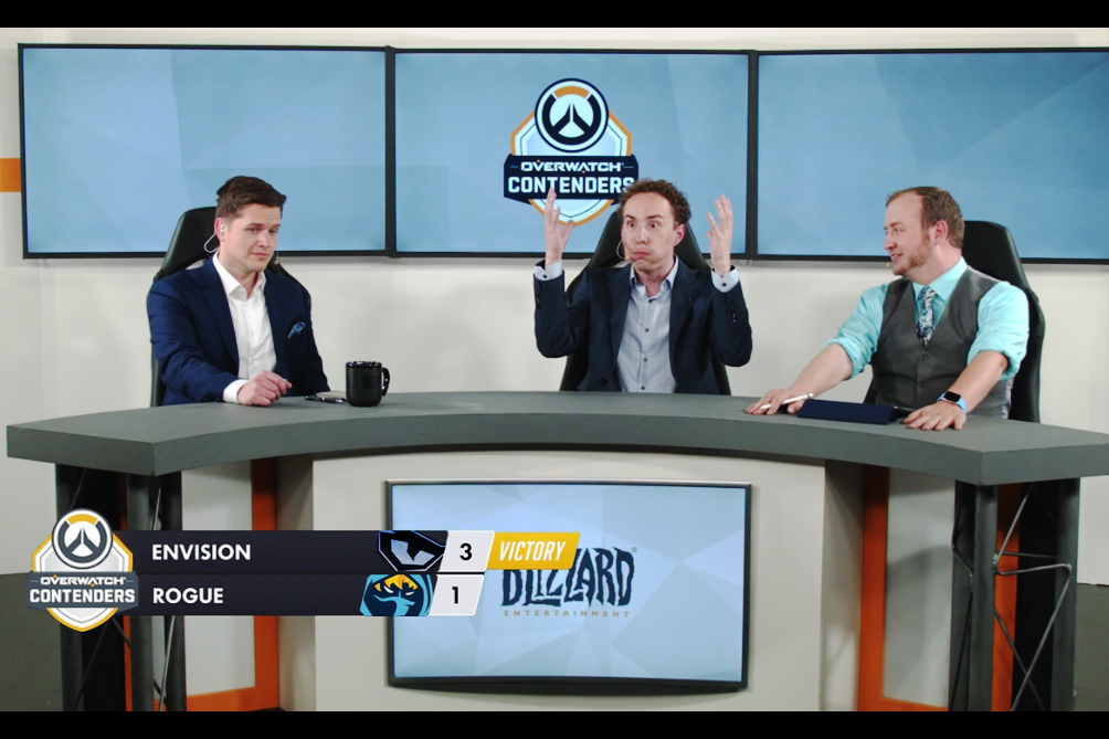 預測Rogue能4:0完封的賽評「Sideshow」對於結果感到難以置信。 圖：翻攝自Overwatch Contenders的twitch