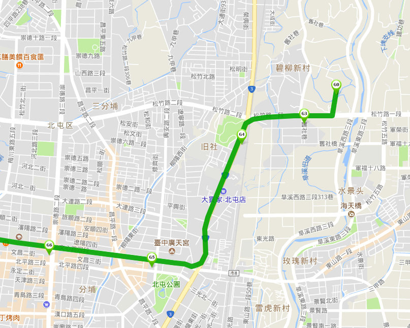 綠線電聯車實測，從G0的北屯機廠出發，到G5站 圖：取自台中捷運官網
