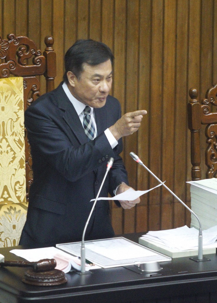 立法院長蘇嘉全怒批國民黨立委不遵守議事規則。 圖/常日豪