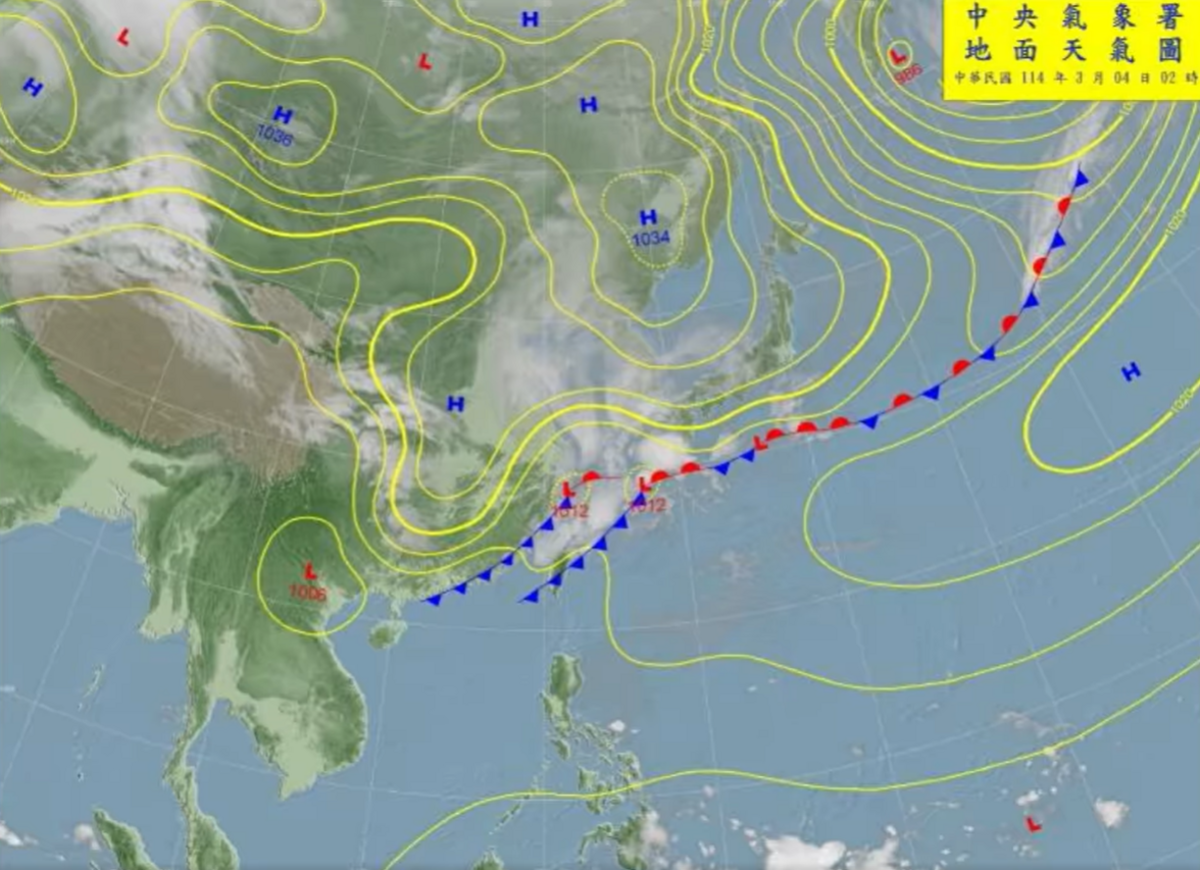 鋒面過境帶雨伴春雷！天氣風險公司分析，驚蟄前夏季天氣漸復甦，東北季風接力，冷氣最強時北部低溫將僅10度。 圖：翻攝自天氣風險公司
