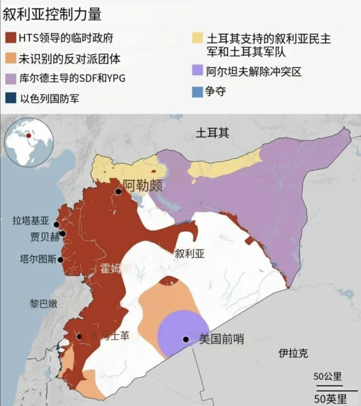 現在敘利亞境內實際上處於軍事割據狀態。 圖：翻攝自勝研國際