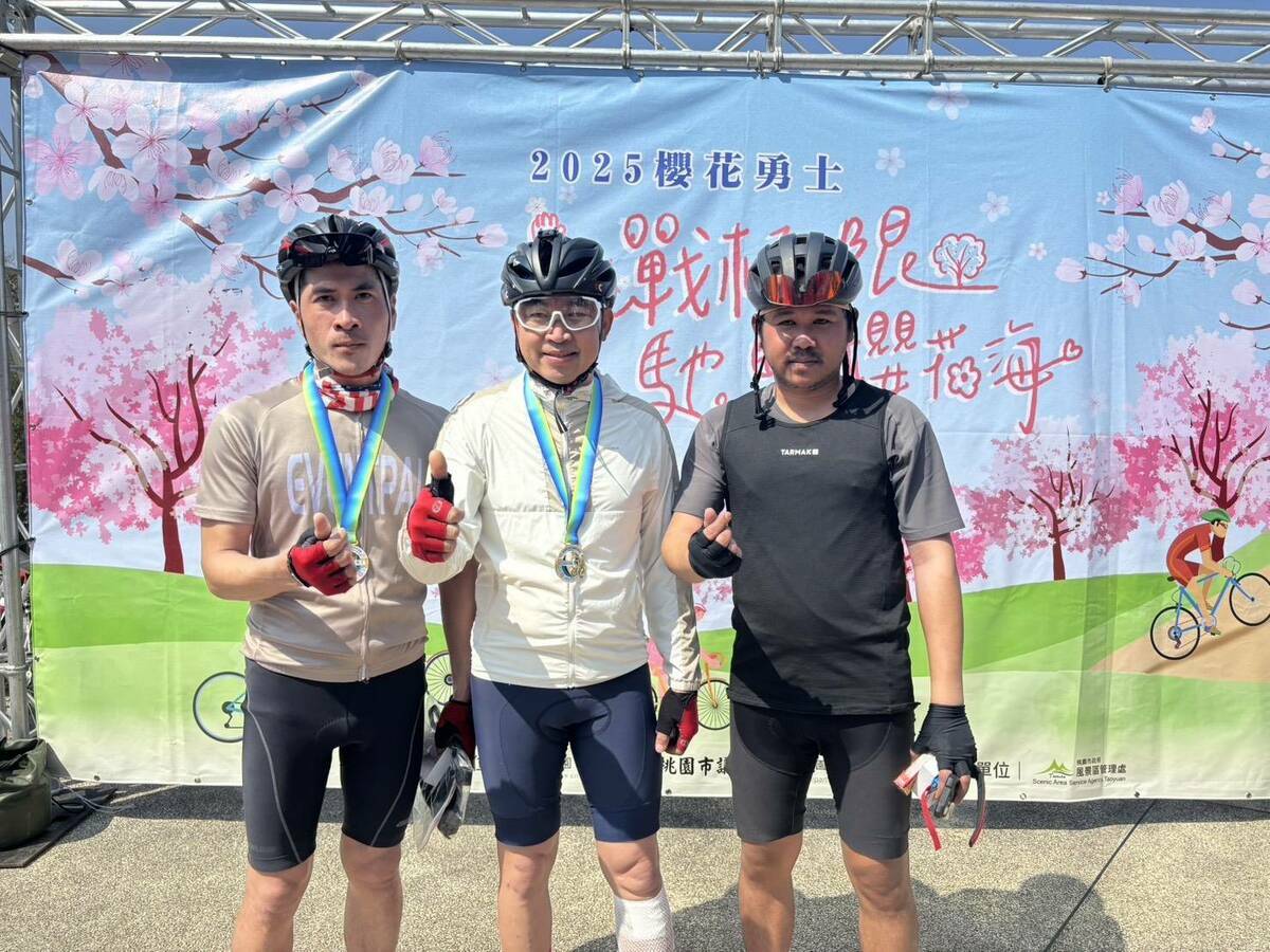 3位泰國籍櫻花勇士們首次參加這場自行車活動，許願明年會再來挑戰。 圖：桃園市觀旅局/提供