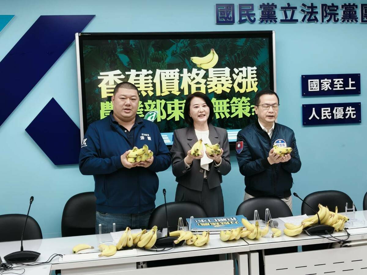 國民黨立法院黨團召開記者會，呼籲農業部就香蕉價格大漲問題提出對策。 圖：國民黨立法院黨團/提供