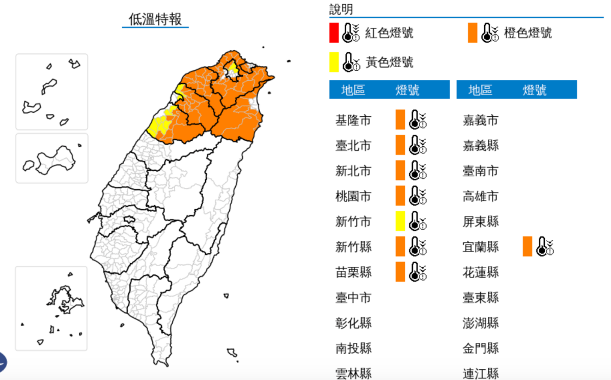 強烈大陸冷氣團襲台！7縣市低溫特報 下探10度以下