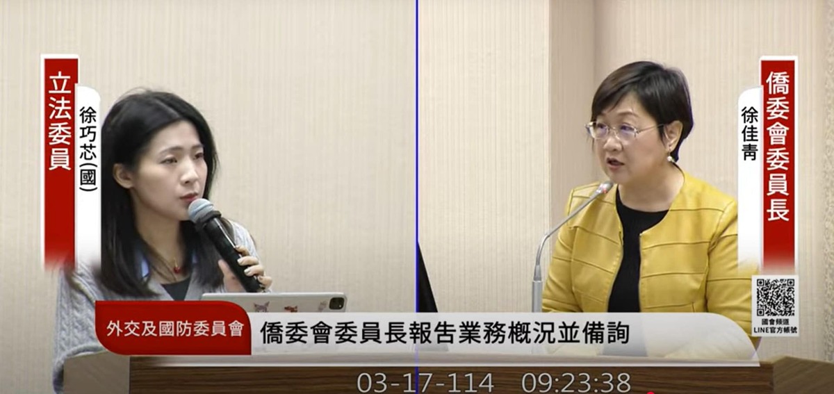 使用Chinese New Year變成統戰？國民黨立委徐巧芯批僑委會分化僑團。－ 圖：翻攝自國會頻道