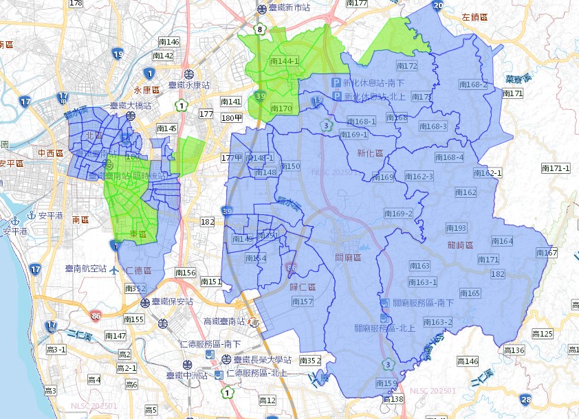 3月25日台南停水降壓區。 圖：台灣自來水公司／提供