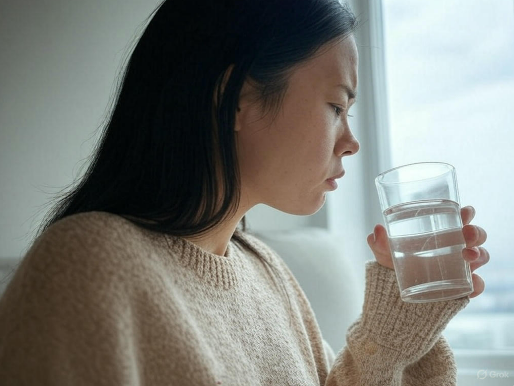 環境部說明，苯駢芘具高脂溶性且極難溶於水，因此在飲用水中極少存在且暴露風險極低。(喝水示意圖) 圖：Grok AI 生成 / 曾郡秋製(資料照)