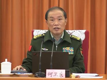 中國中央前軍委副主席何衛東傳在3月11日人大閉幕式後被帶走。10月17日被宣布嚴重違紀違法，開除黨籍與軍籍。同案共涉9名高階將領。 圖：截自「x」@SonodaHiroki