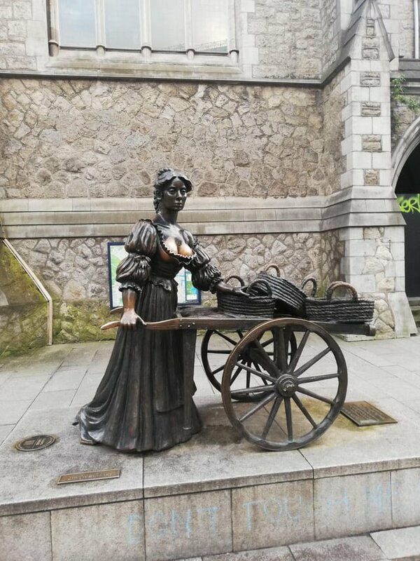 愛爾蘭，都柏林知名的「茉莉·瑪隆」雕像（ Molly Malone Statue）。 圖：截自「ｘ」@creepydotorg