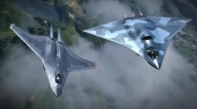 中國六代戰機(右)與美國六代戰機模擬圖。 圖 : 翻攝自《籌海者張曉東》