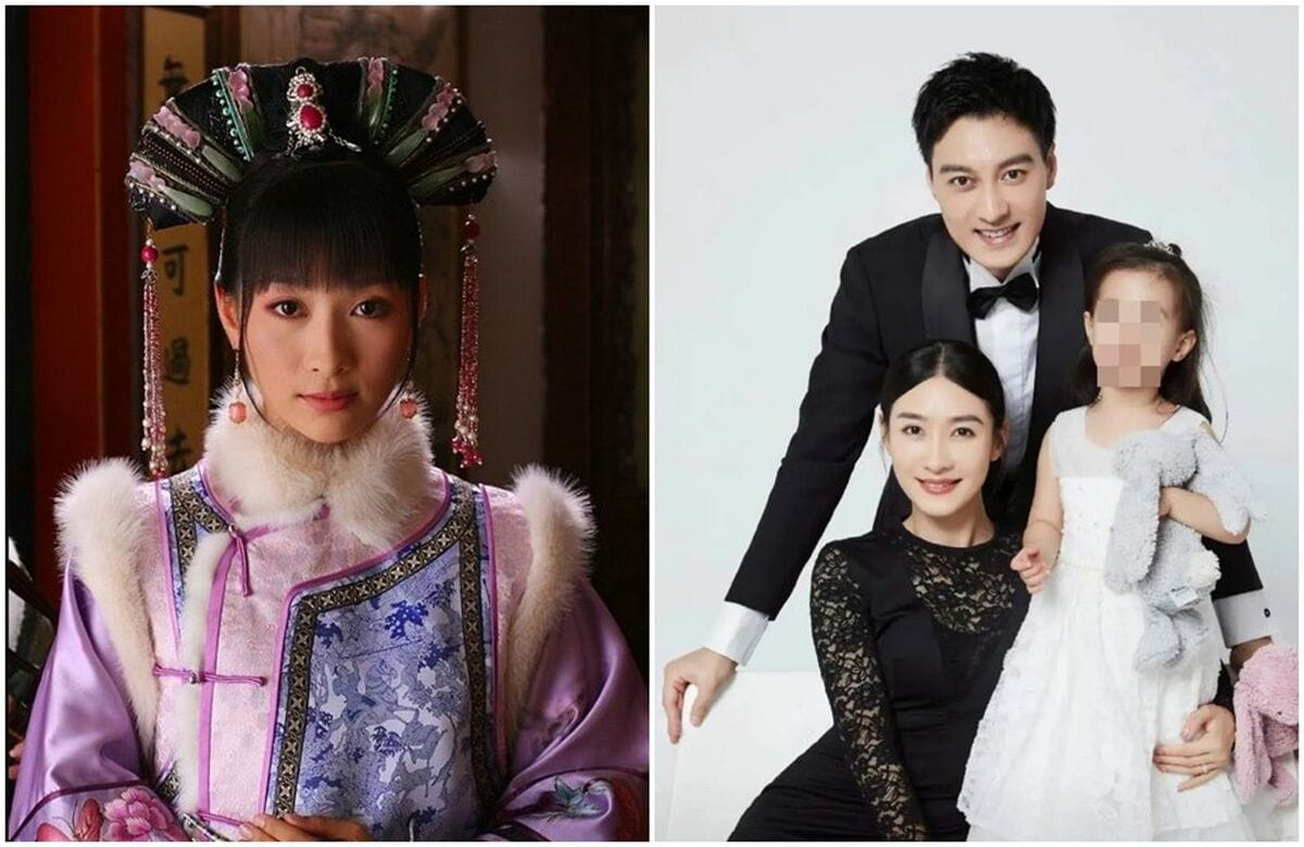 陶昕然在《甄嬛傳》中飾演安陵容（左圖），與前夫何建澤育有1女（右圖）。（翻攝百度、陶昕然微博）