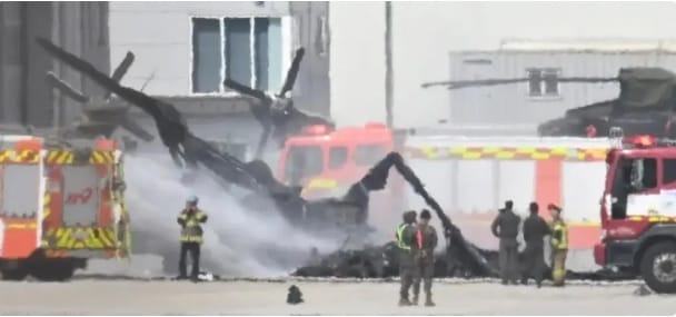 位於南韓京畿道的佳里納空軍基地日前發生一起無人機撞擊直升機的意外事故，引發南韓民眾關注。 圖：翻攝自 軍武次位面