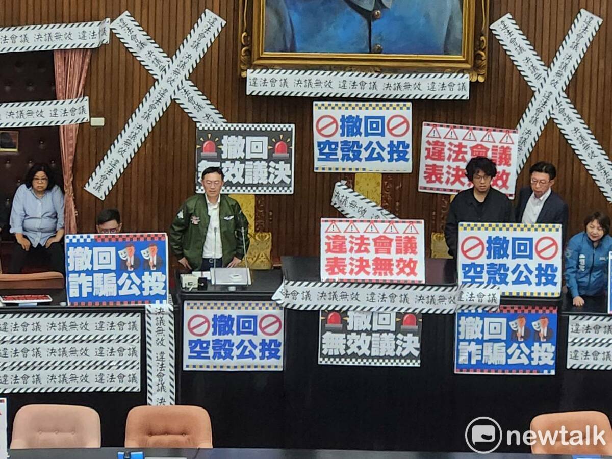 民進黨團再次杯葛立法院會。 圖：黃建豪/攝