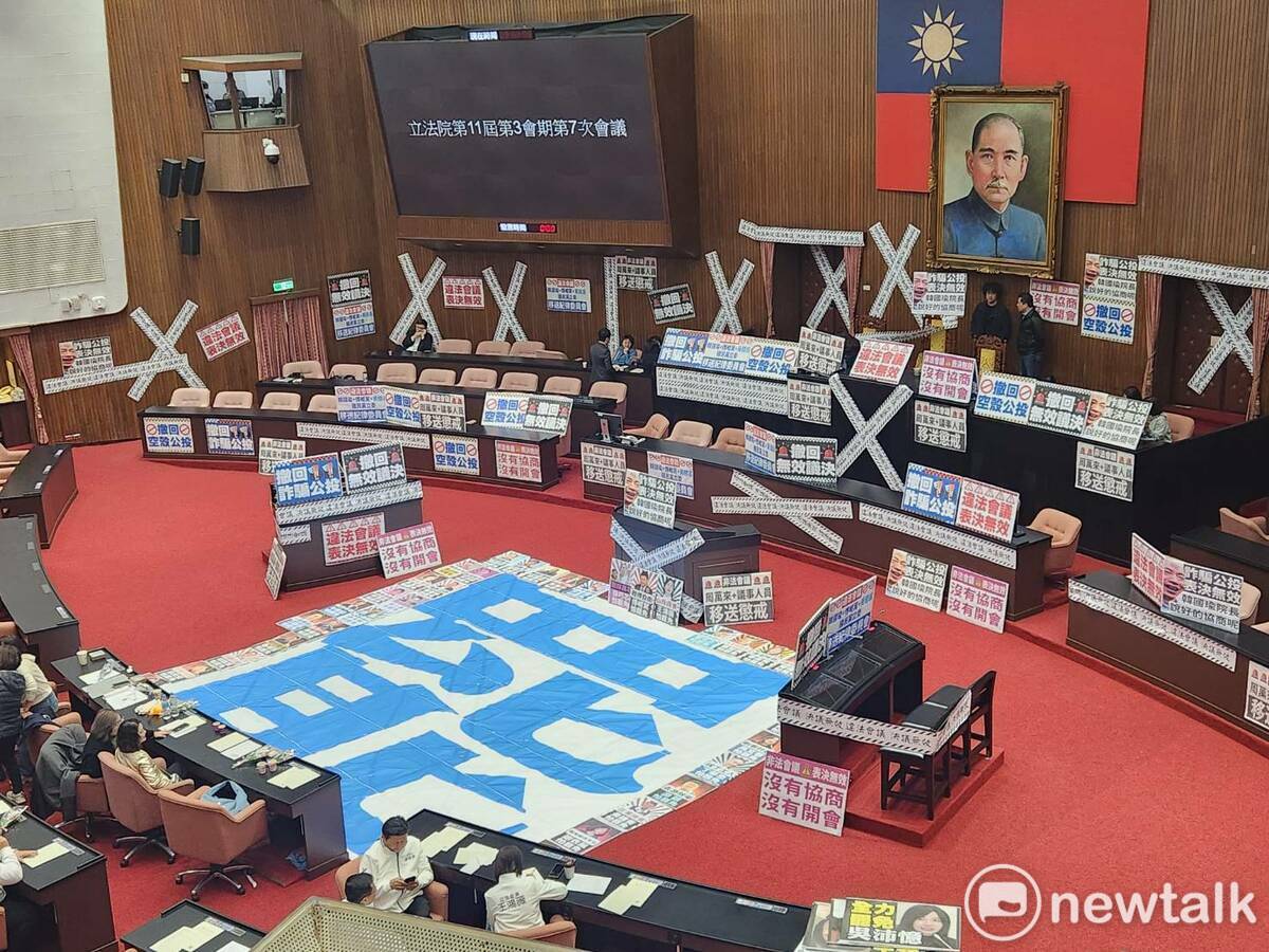 民進黨團持續杯葛立法院會。 圖：黃建豪/攝