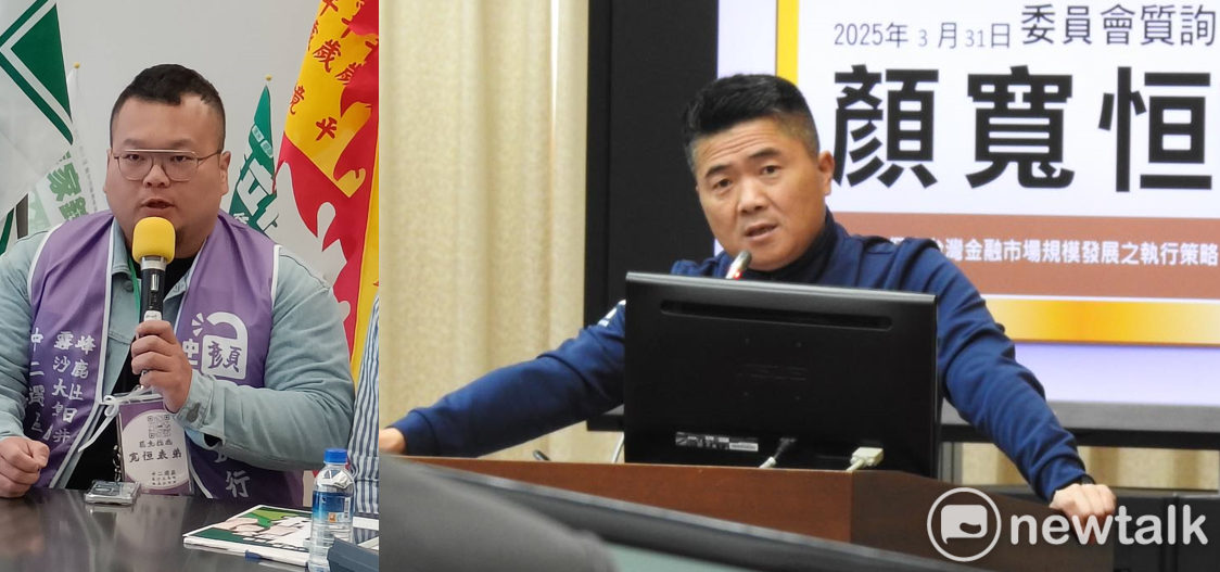 顏寬恒辦公室聲明，林宣宏（左）一下自稱自己的外婆是顏清標的姑姑，現在又稱顏清標是他舅舅，一下又舅舅致電給他、一下又改稱是表舅，前後說詞反覆無常，服務團隊內也並沒有他所說的舅舅、表舅是幕僚成員。 圖：新頭殼合成