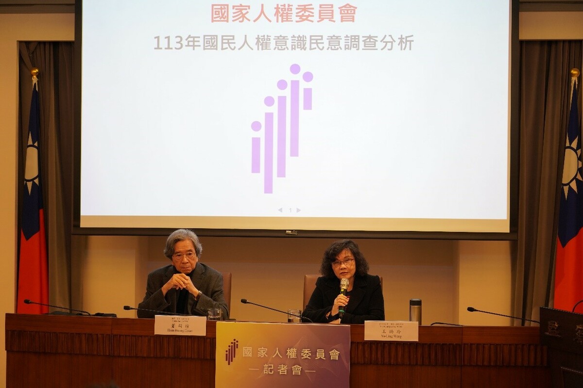 國家人權委員會王幼玲副主任委員和台灣亞洲交流基金會蕭新煌董事長記者會合影。 圖：國家人權委員會提供