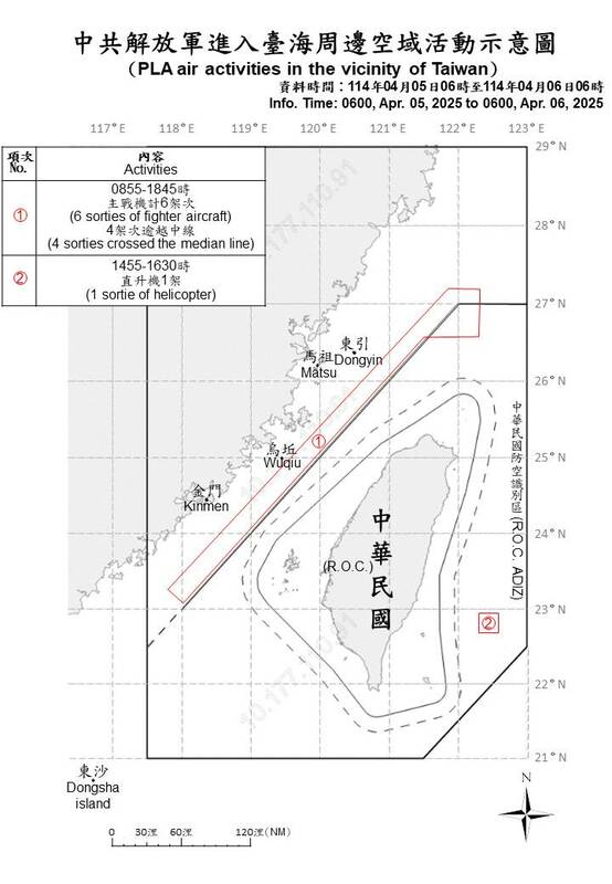 自昨(5)天上午6時至今(6)天上午6時止，總計偵獲14共艦在台海周邊活動。 圖/國防部