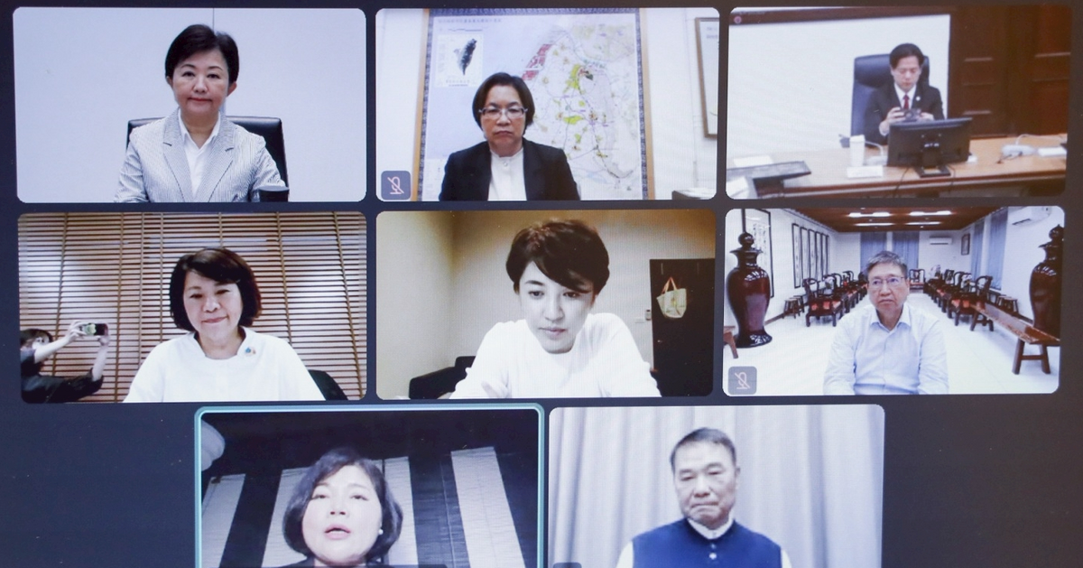 中部8非綠首長開視訊會議。 圖：台中市政府/提供