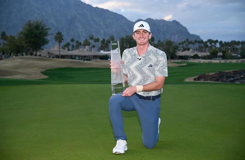 美國 19 歲高爾夫新星 Nick Dunlap，從大學業餘選手一躍成為職業巡迴賽熱門話題人物。 圖：翻攝自 Nick Dunlap IG