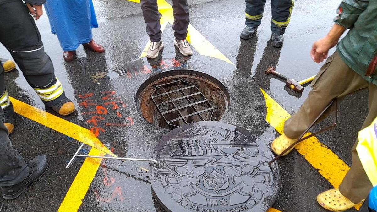 八德地下道工程傳有工人遭水流沖走。 圖：林昀真/翻攝