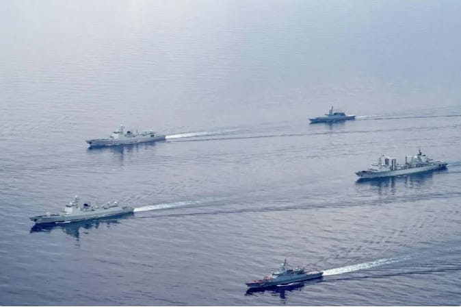 解放軍觀測艦隊已開抵南太平洋待命。 圖 : 翻攝自墨寫東瀛話春秋