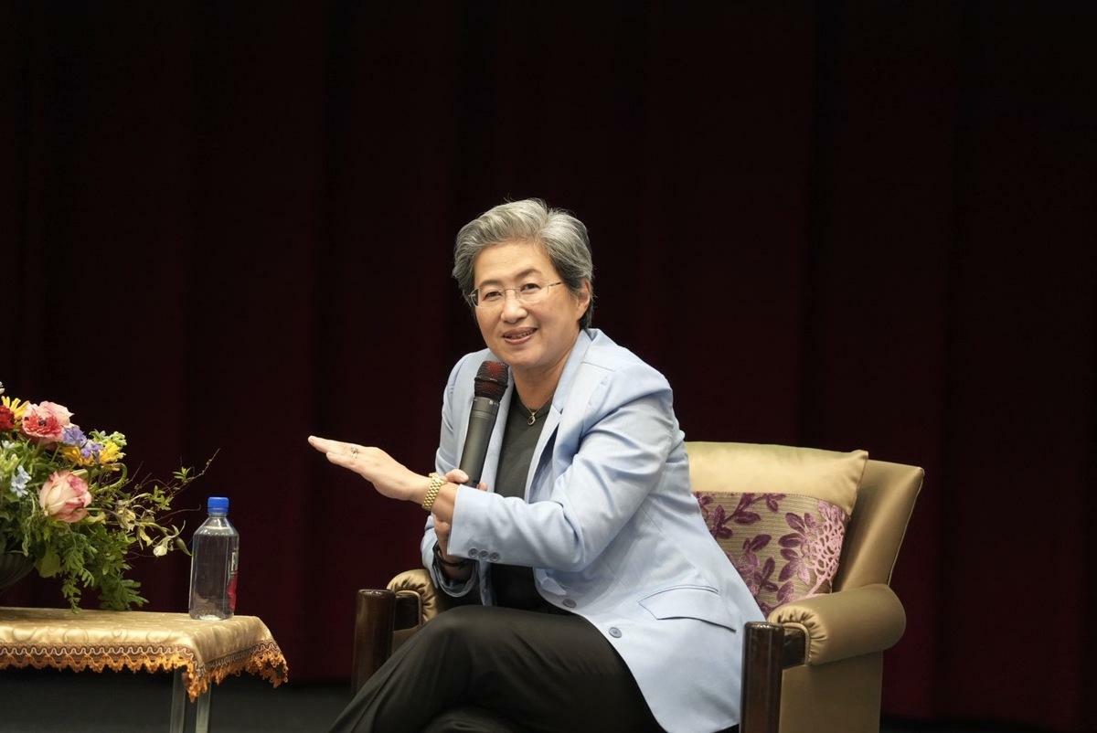 蘇姿丰參加台大的演講活動。 圖：台大／提供