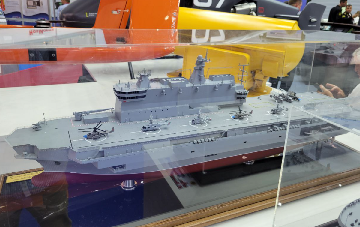 蘇聯解體後俄羅斯海軍建造的最大水面艦艇--23900型兩棲攻擊艦。 圖：翻攝陸網/環球網