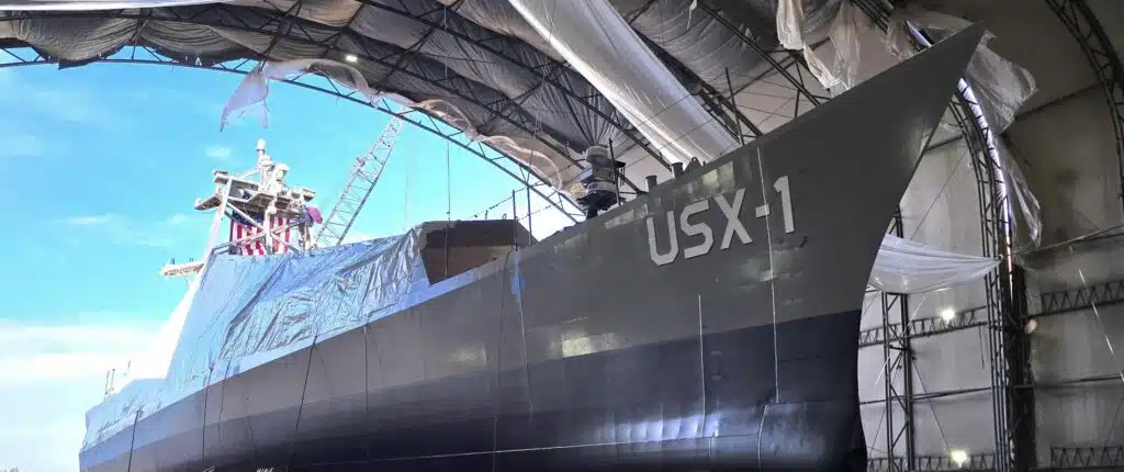 美國國防高等研究計劃局（DARPA）研發的最新型中型無人戰艦—— USX-1「反抗者」（Rebel）。 圖： 翻攝自 美國海軍