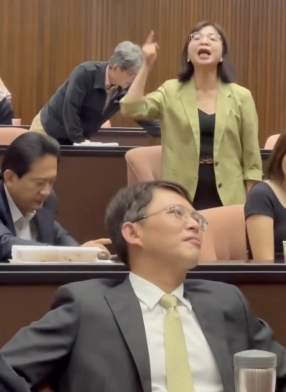 綠委林淑芬指著民眾黨立委黃國昌謾罵。 圖：翻攝王定宇threads