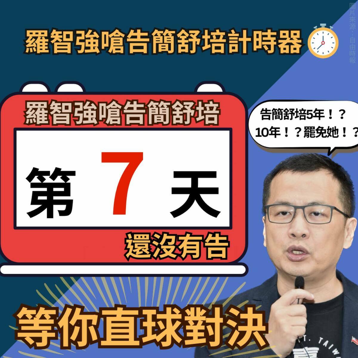 簡舒培指出，羅智強喊告已進入第7天，期間又變成要罷免，到底何時要告？並嘲諷「罷免不能募款、不要偷賣書！」。 圖：取自簡舒培臉書
