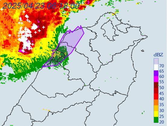 氣象署發布「大雷雨即時訊息」。 圖：氣象署提供