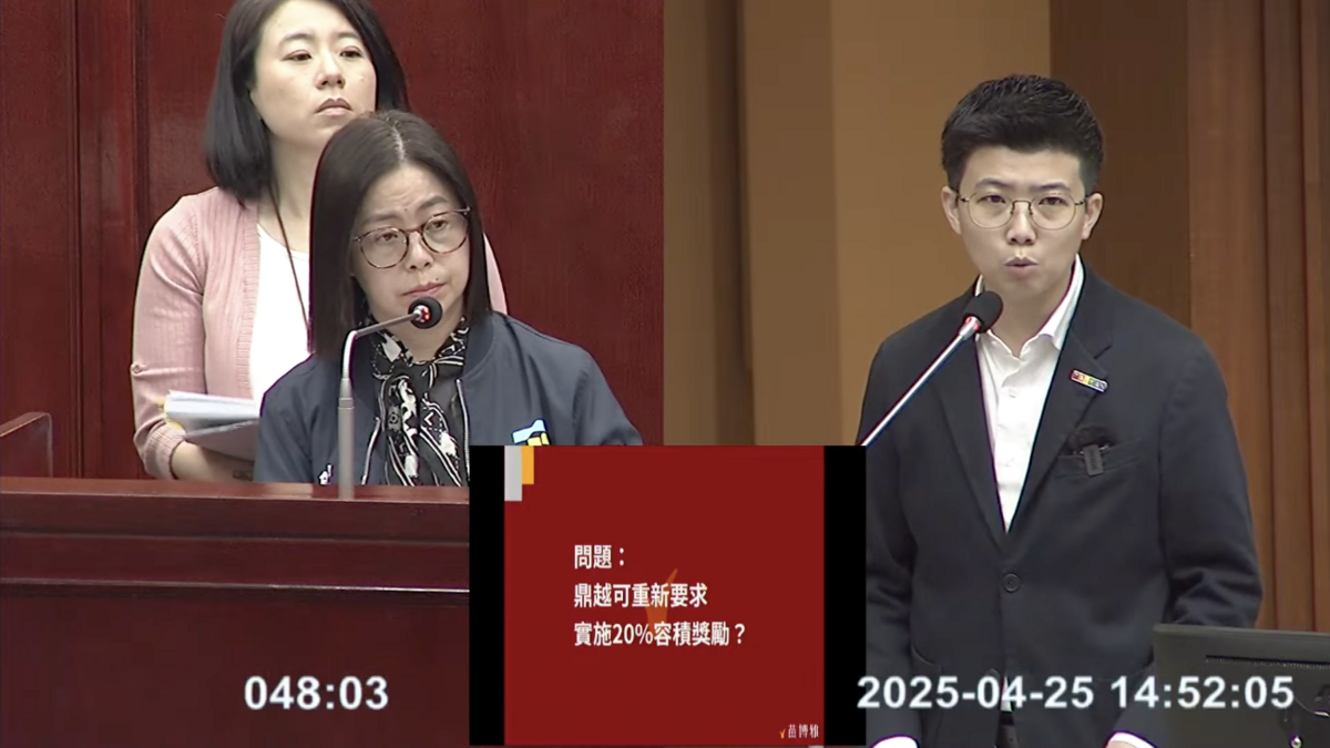 台北市議員苗博雅質詢北市都發局長簡瑟芳。 圖：翻攝北市議會直播