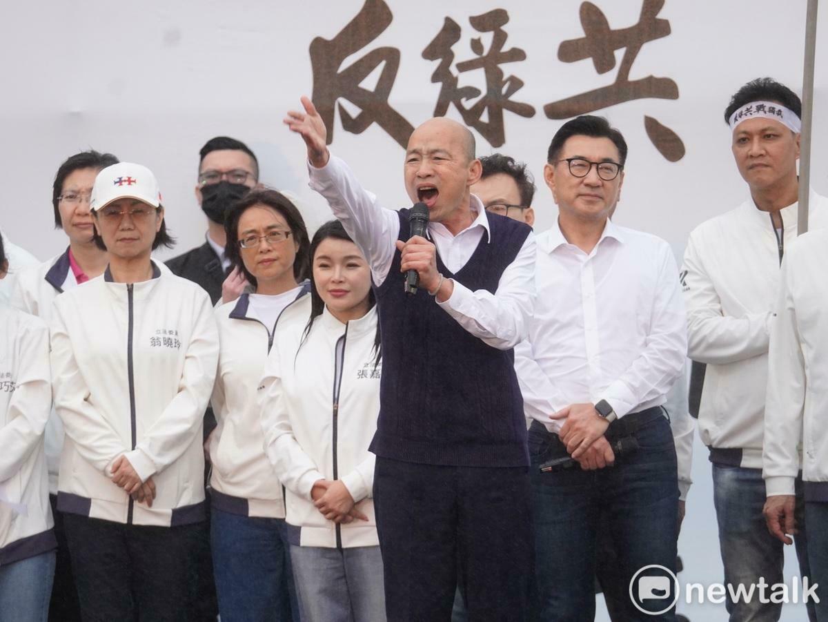 立法院長韓國瑜出席藍白426「反綠共、戰獨裁」活動。 圖：張良一 / 攝