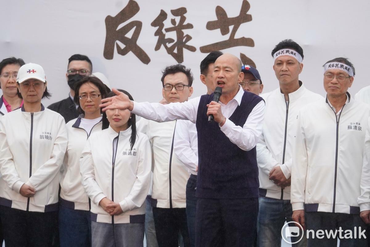 立法院長韓國瑜出席藍白426「反綠共、戰獨裁」活動。 圖：張良一 / 攝
