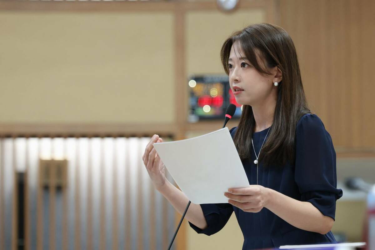 「新藍圖連線」的新北市議員江怡臻呼籲吹哨者挺身而出。 圖：新藍圖連線/提供