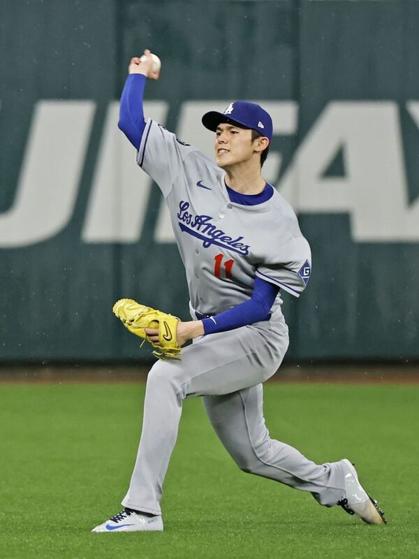 佐佐木朗希3日拿下加盟美國職棒大聯盟以來第一勝。（共同社）