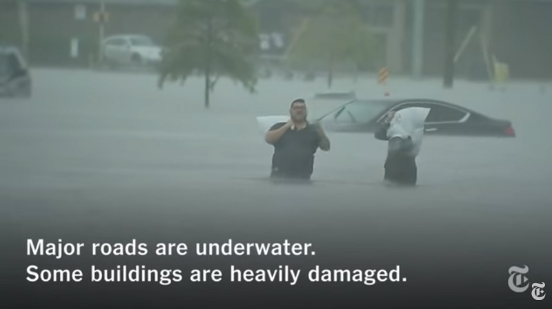 哈維（Harvey）颶風重創德州休士頓和周遭地區，釀成嚴重洪患。 圖：翻攝Youtube