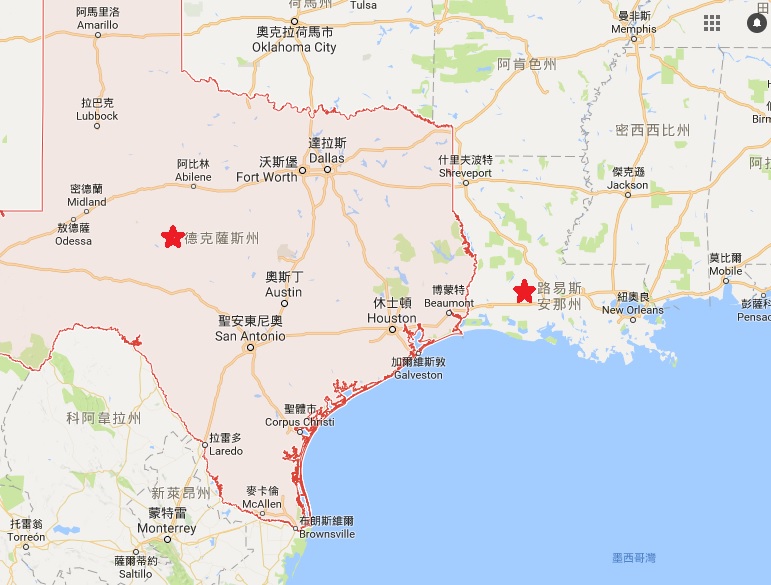 CNN預測，哈維將後天折返登陸再襲休士頓，然後往北進入路易斯安那州。 圖：翻攝Google Map