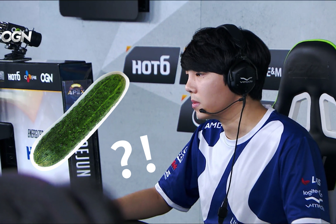 Leetaejun收到來自「黑粉」的一大箱小黃瓜。 圖：翻攝自OGN的Twitch/後製：高暐茹