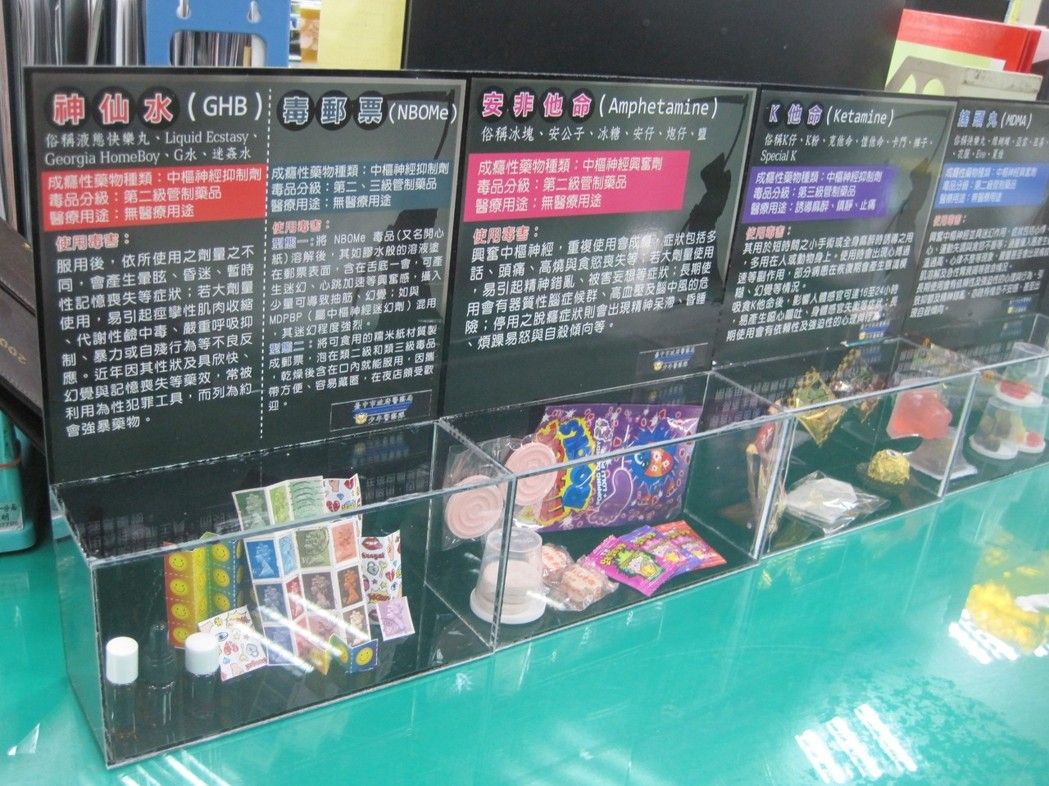 台中市政府警察局擬真新興毒品反毒宣導。 圖：台中市政府警察局/提供
