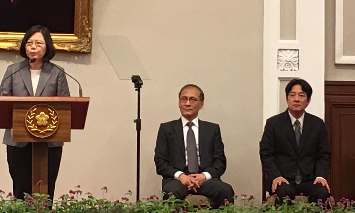 總統蔡英文5日在總統府宣布行政院長將更換消息。 圖：常日豪/攝影