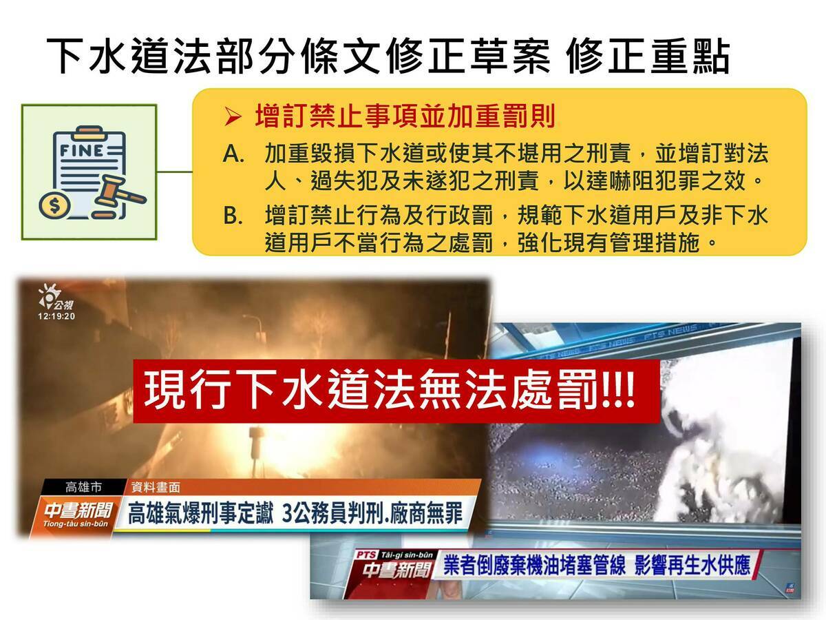 下水道法部份條文修正草案的修正重點之二。 圖：內政部提供