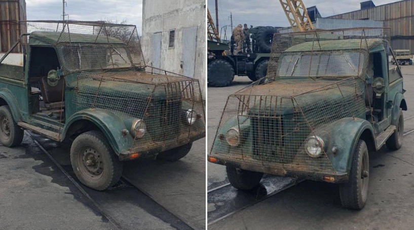 缺乏設備的俄羅斯 3 月底曾準備將自 1952 年生產的 GAZ-69 軍用人員車送往前線。 圖：翻攝自 Special Kherson Cat X 帳號