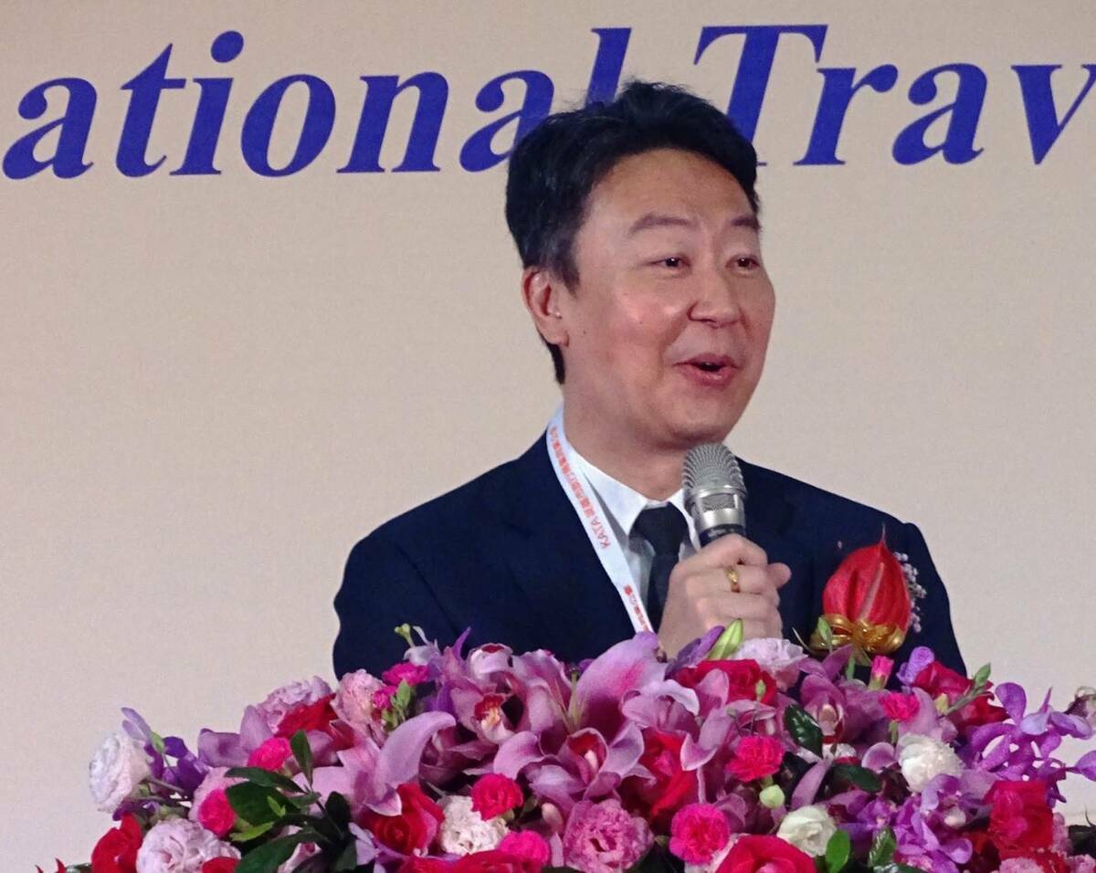 交通部長陳世凱出席開幕典禮致詞。 圖：高雄市旅行公會/提供