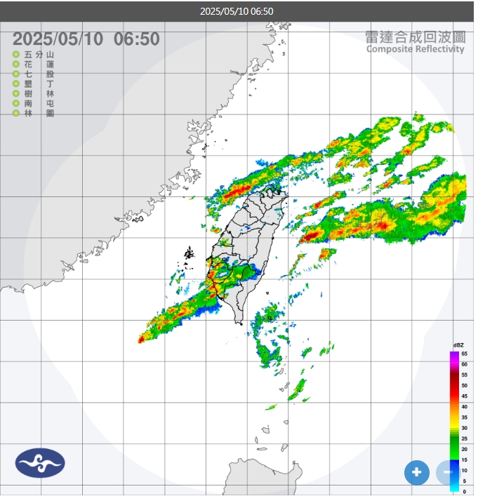 今天(10日)受到鋒面影響，各地防短延時強降雨。 圖/中央氣象署