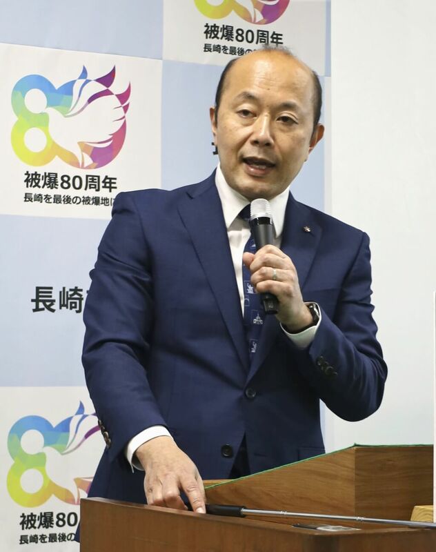 日本長崎市長鈴木史朗。（共同社）